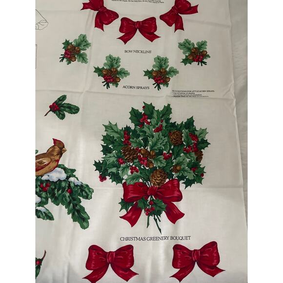 Vintage Christmas Greenery Wearable Art craft fabric panel - Picture 5 of 6